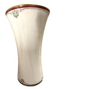 Vintage Royal Doulton Porcelain Vase — White Red and Gold
